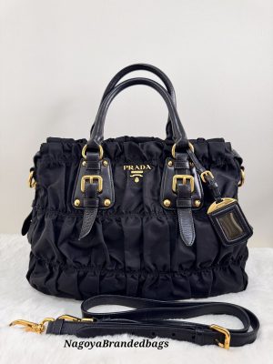 Prada Black Gaufre Tessuto Nylon Shopping Tote Bag